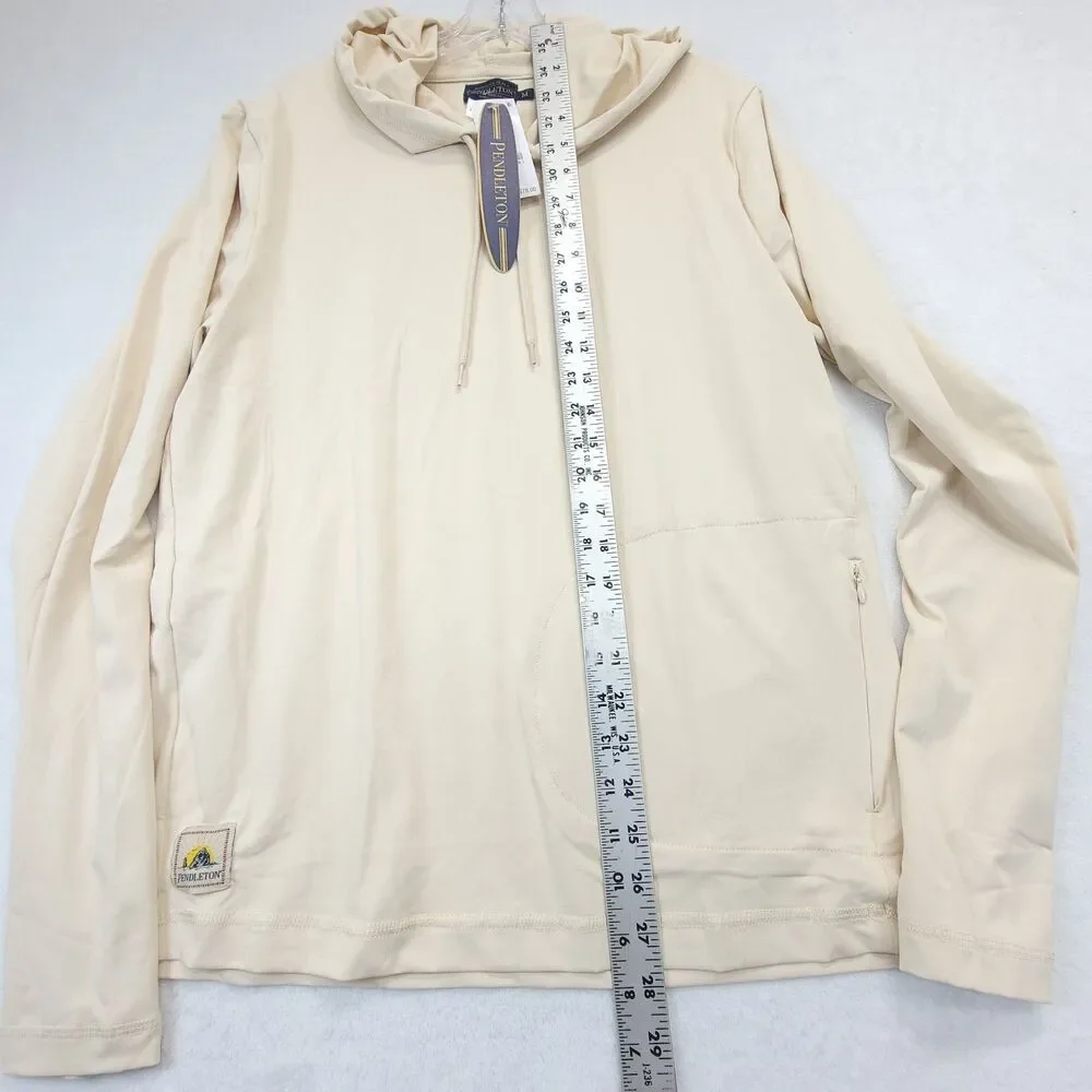 Pendleton Performance Hoodie Men's Medium Beige Sandshell Stretch Surf Rashguard